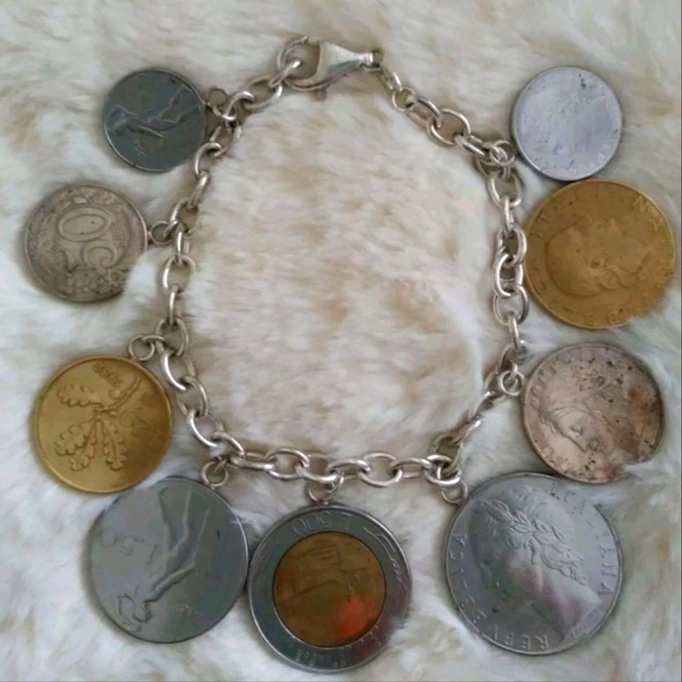 Vintage Sterling Silver BohoGypsy Style Authentic Italian Lira Bracelet